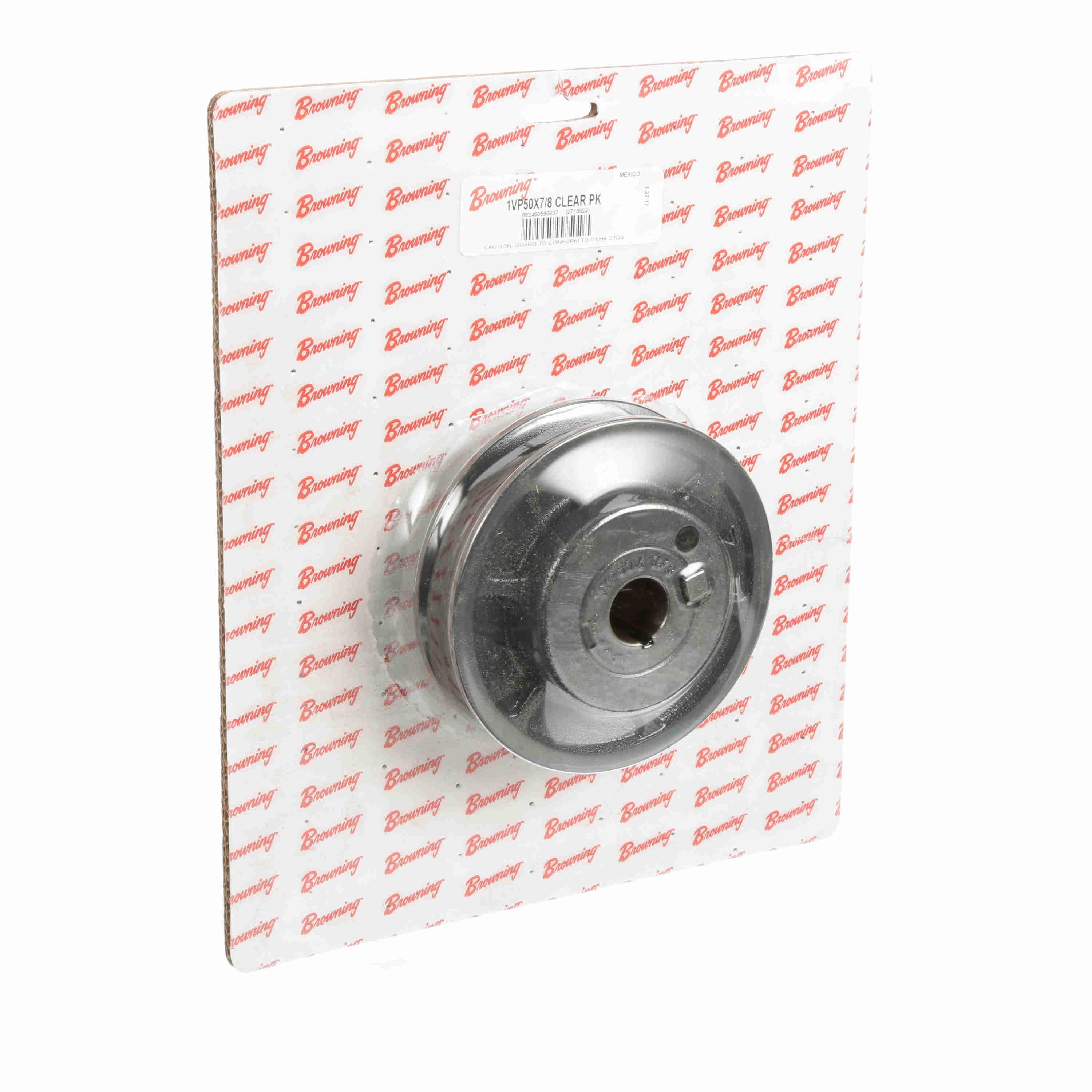BROWNING 2713923 V-Belt Sheave, Variable Pitch, Finish Bore, 1 Groove, Cast Iron, Clear Pack | AM8PPF 1VP50X7/8 CLEAR PK