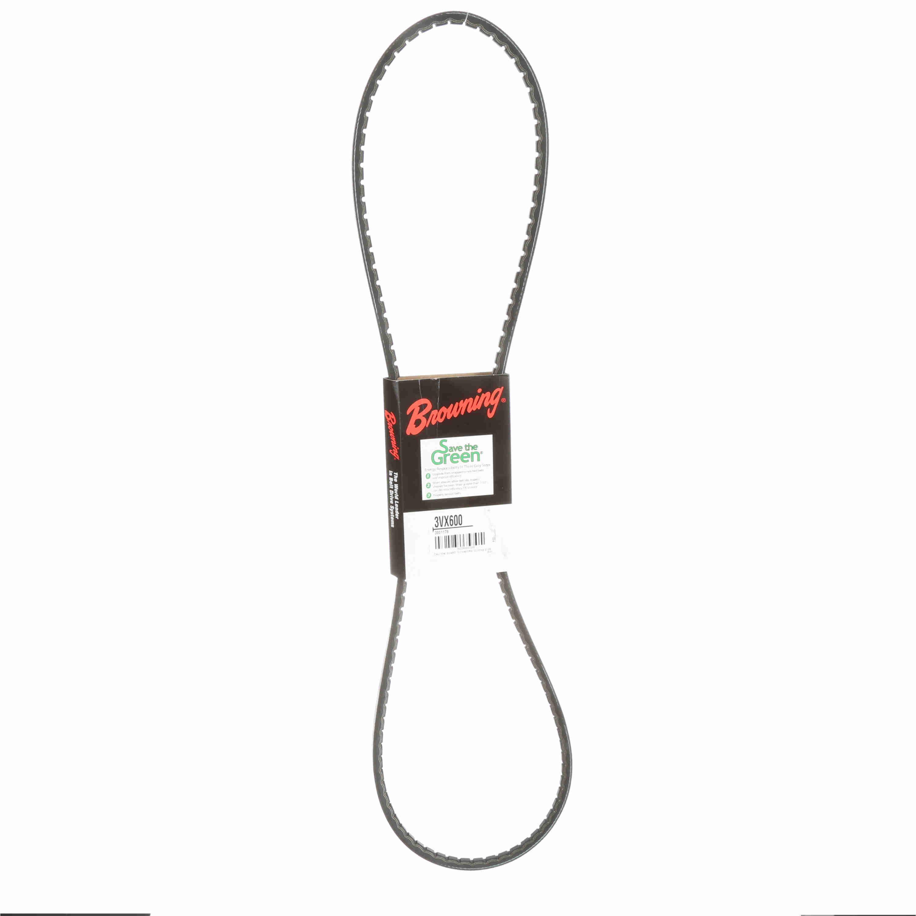 BROWNING 3001179 V-Belt, Notched, 98% Efficient, EPDM | AX4EQD 3VX600