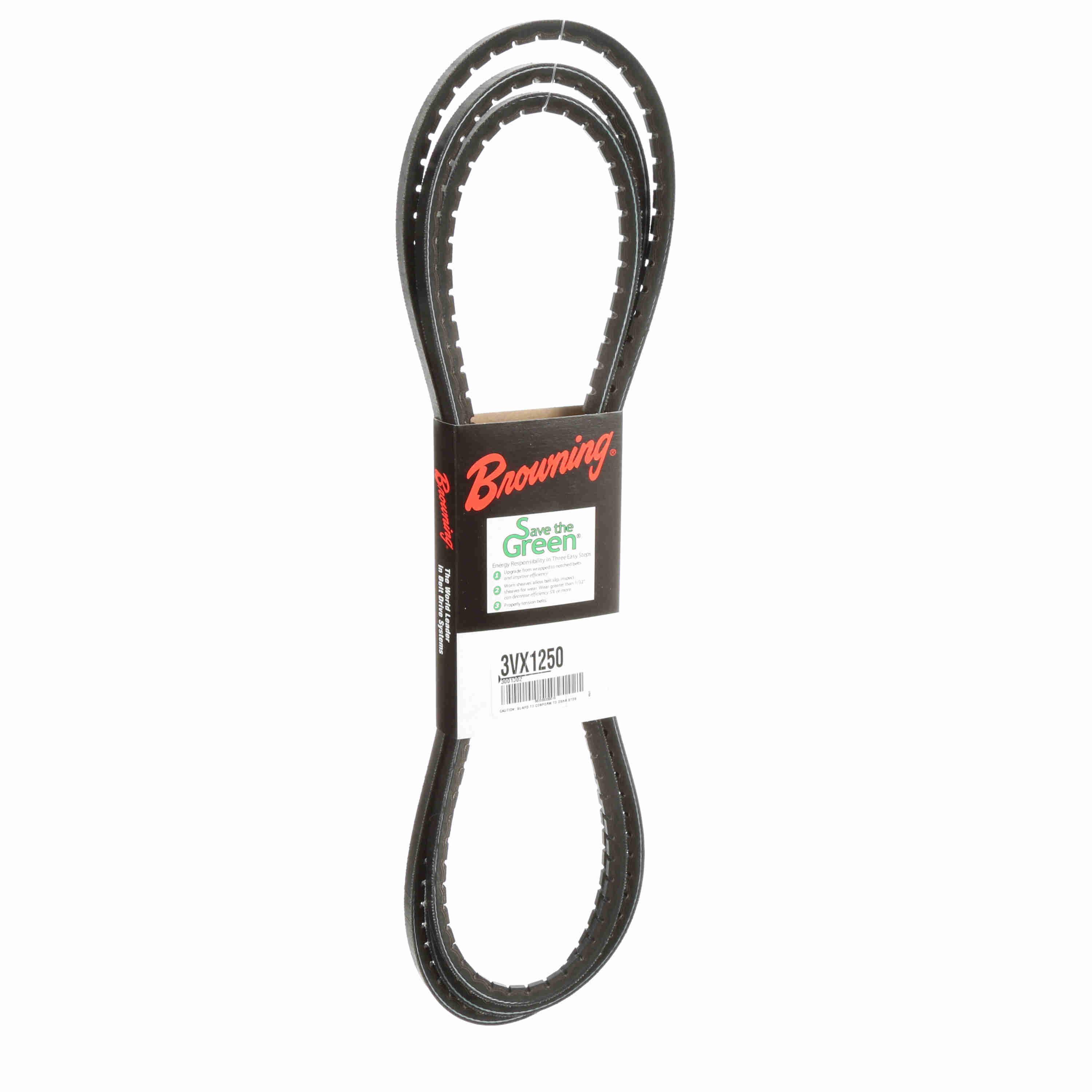 BROWNING 3001302 V-Belt, Notched, 98% Efficient, EPDM | AX6DUE 3VX1250
