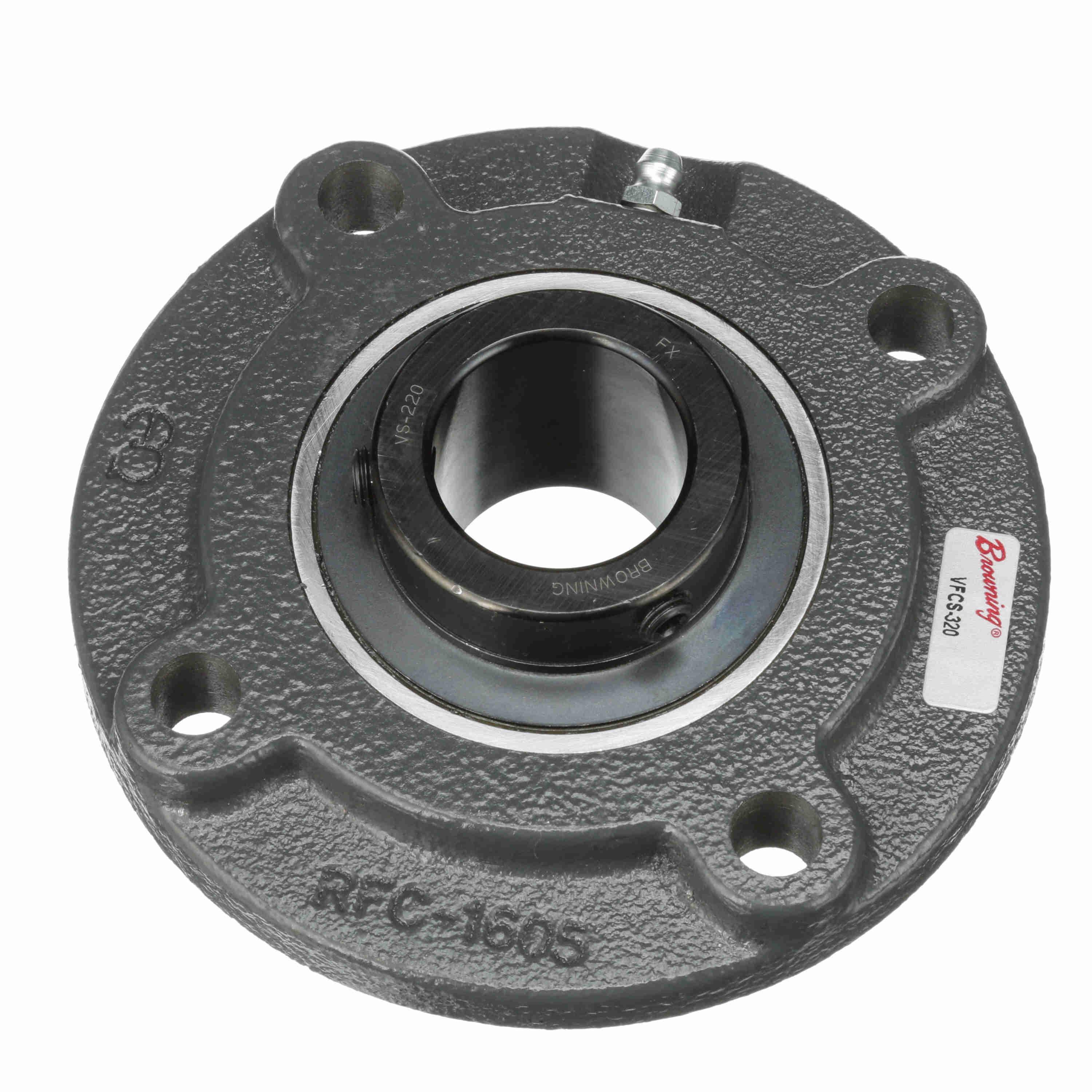 BROWNING 767492 Flange Cartridge Ball Bearing, Mounted, Cast Iron, Black Oxided Inner, Setscrew Lock | BD6ZHY VFCS-320