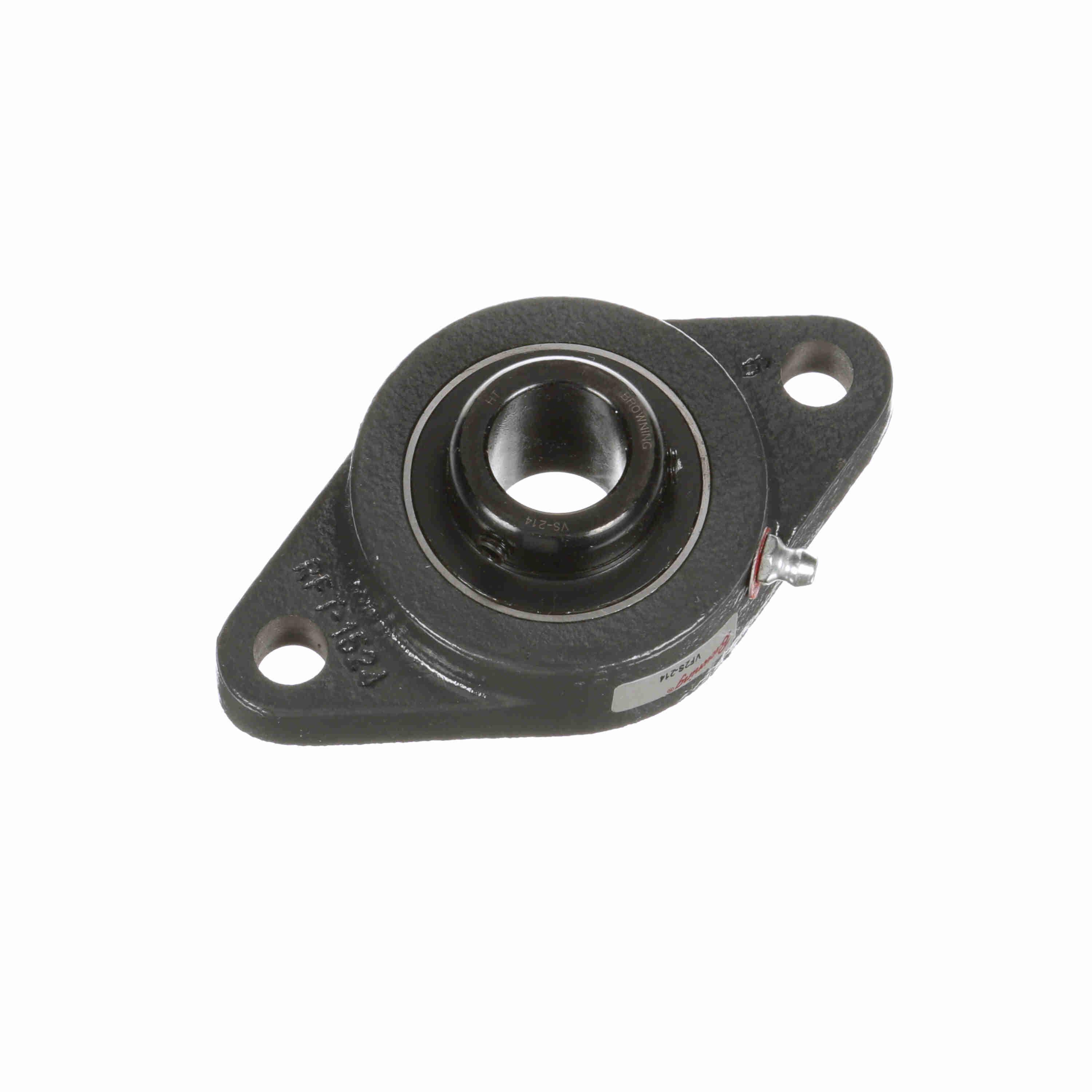 BROWNING 767650 Two Bolt Flange Ball Bearing, Mounted, Cast Iron, Black Oxided Inner, Setscrew Lock | BE8RJX VF2S-214
