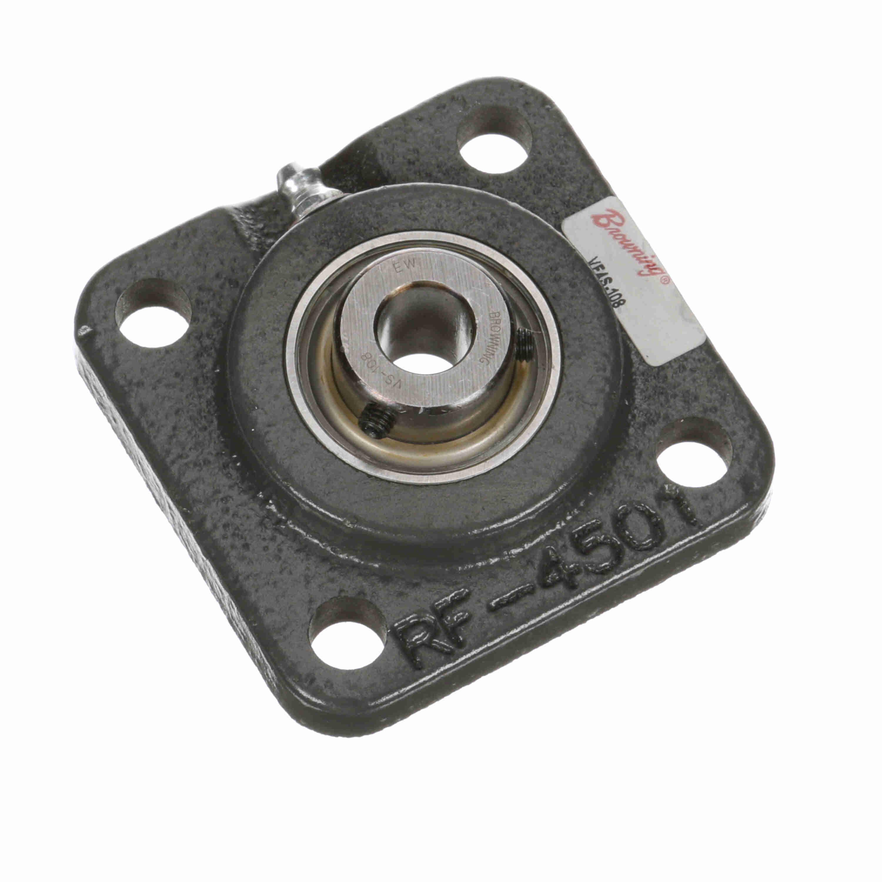 BROWNING 767674 Four Bolt Flange Ball Bearing, Mounted, Cast Iron, Setscrew Lock | BD9UWJ VF4S-108