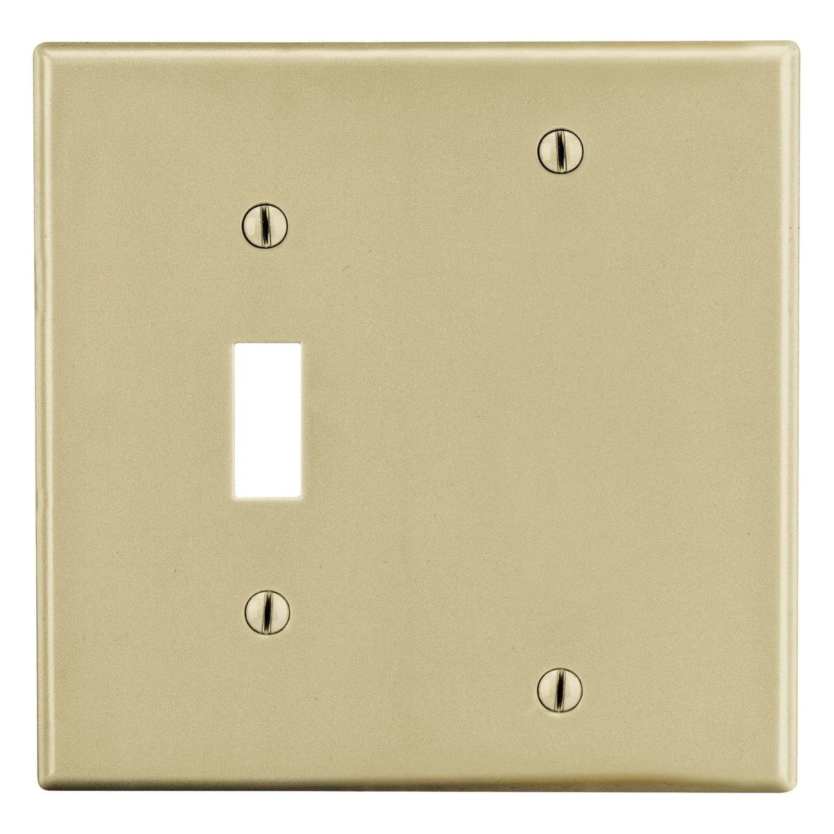 Wallplate, 2-Gang, Ivory, Toggle and Blank Box Mount