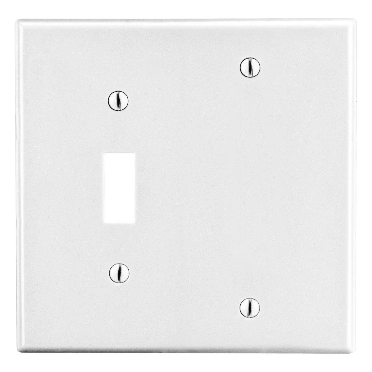 Wallplate, 2-Gang, White, Toggle Blank Box Mount