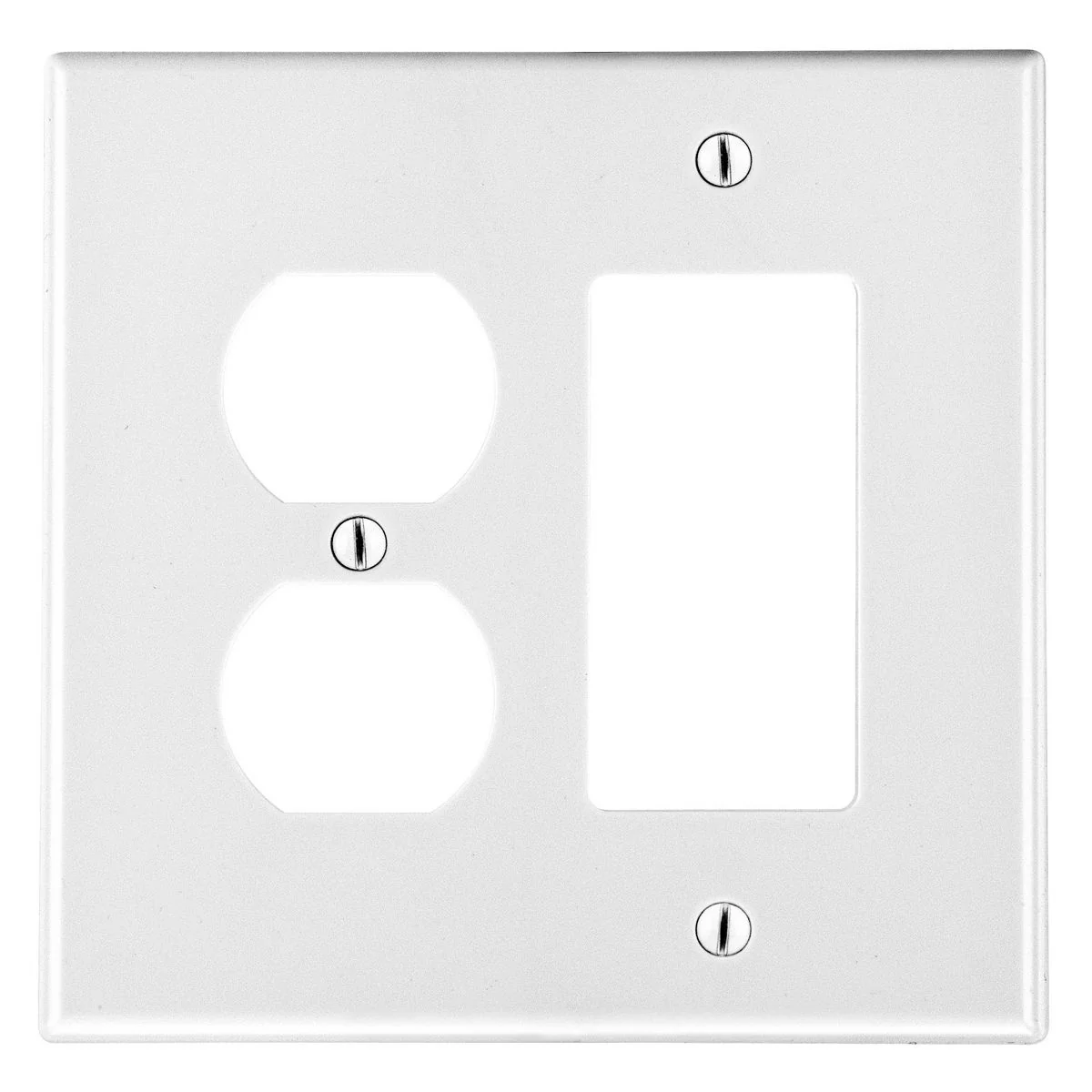Wallplate, 2-Gang, White, Duplex Decorator