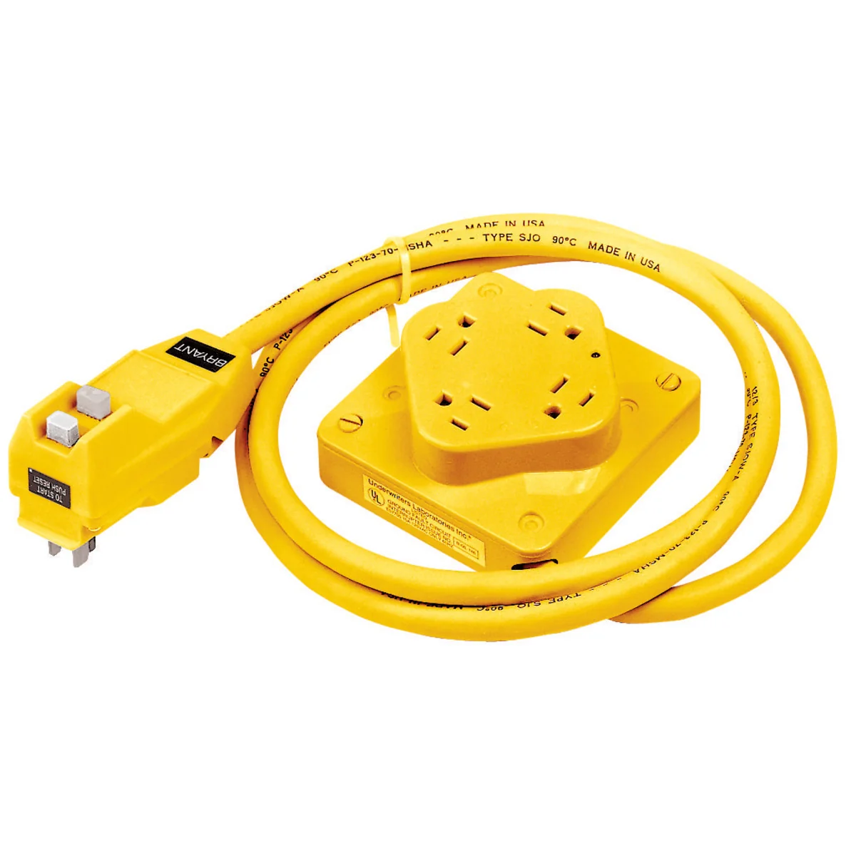Receptacle Cordset, 15 Amp 125 V, 2-Pole 3-Wire, 5-15R, Yellow