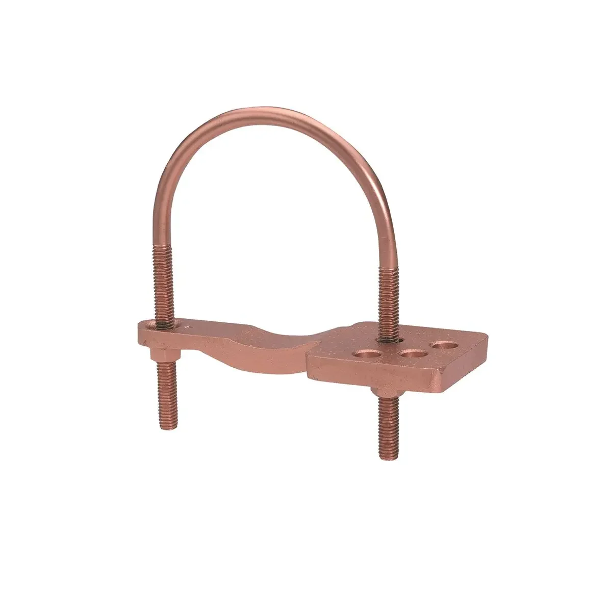 Ground Connector, 2 Hole Lug to 12 Inch Pipe, 3/8 Inch Bolt, Copper Alloy