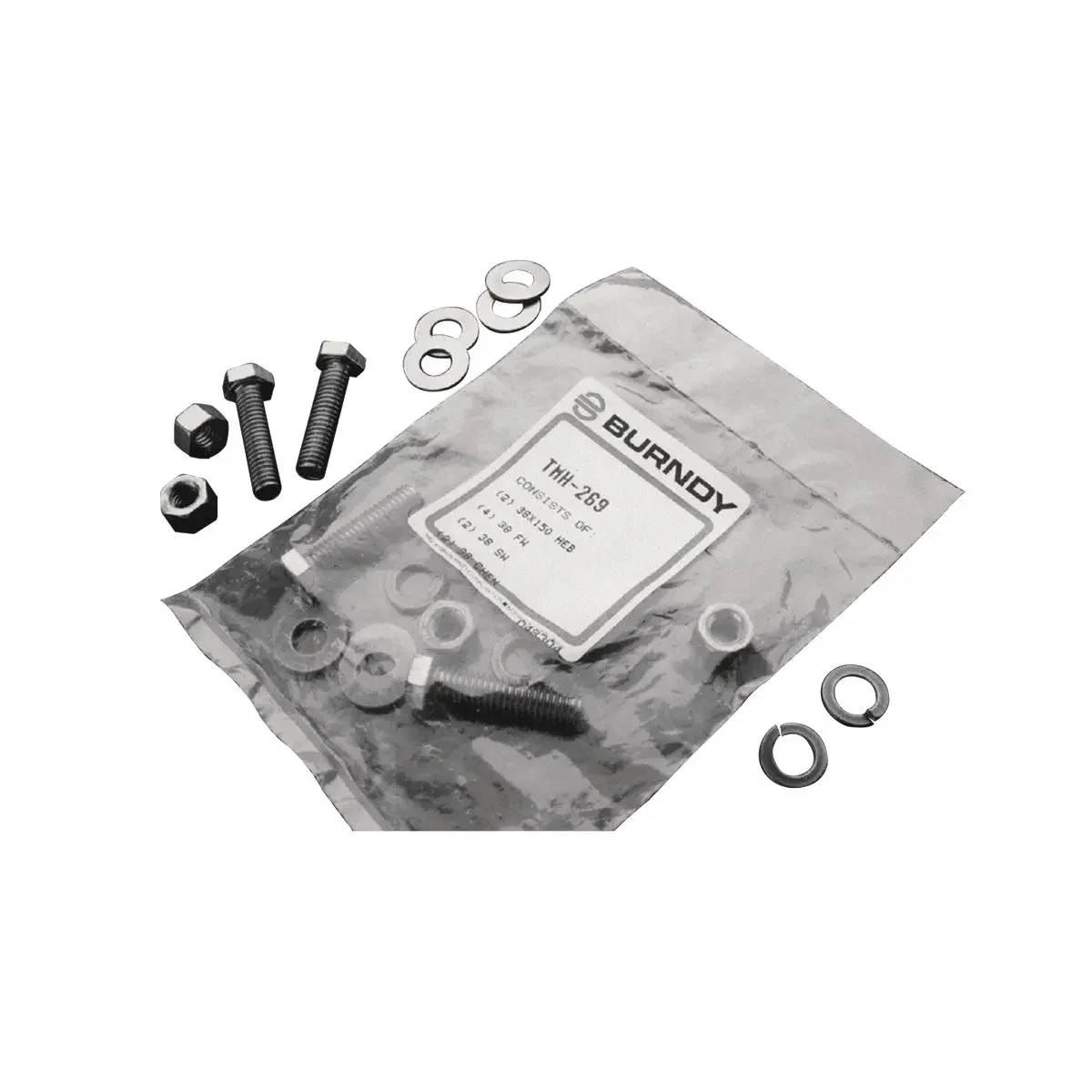 Hardware Kit, 3/8 Inch Size, 3/8-16 Thread, Stainless Steel
