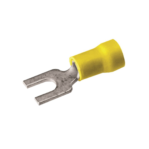 BURNDY TP108FBG25 Fork Terminal, 12 AWG Conductor Size, Yellow | CF4CDQ
