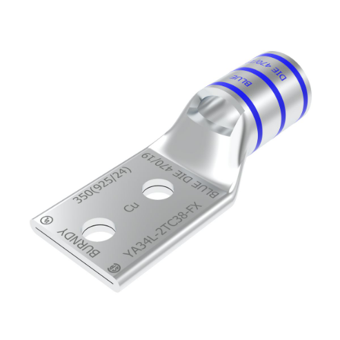 BURNDY YA34L2TC38FX Compression Lug, 1.27 Inch Barrel Length, Blue | CF4CQY