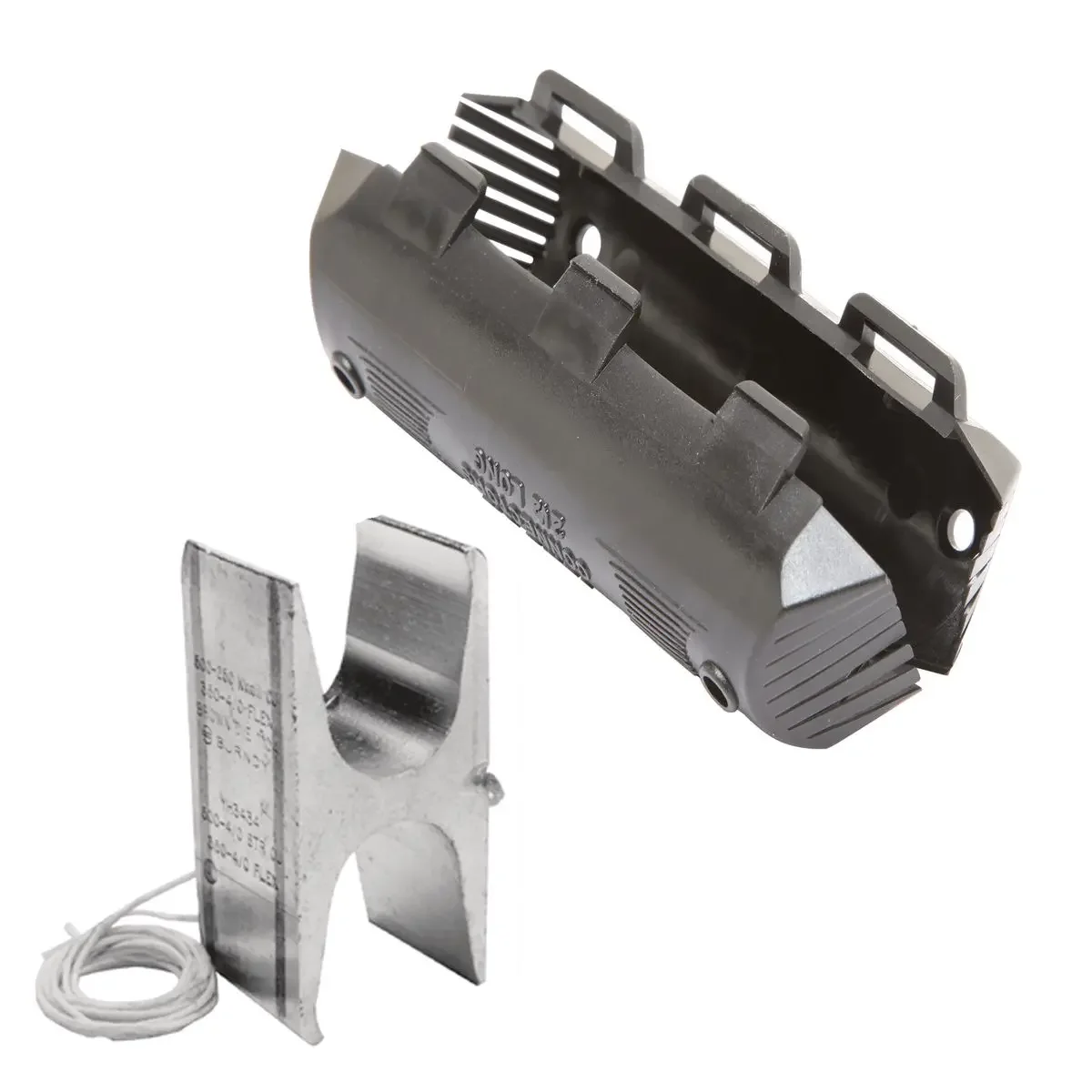 Compression H-tap Connector Kit, 14-8 AWG Run, 14-8 AWG Tap, Tin-Plated Copper, Black Cover