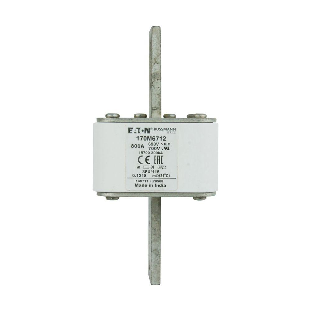BUSSMANN 170M6712 Semiconductor Fuse, 800A, 690VAC | BD3LRE