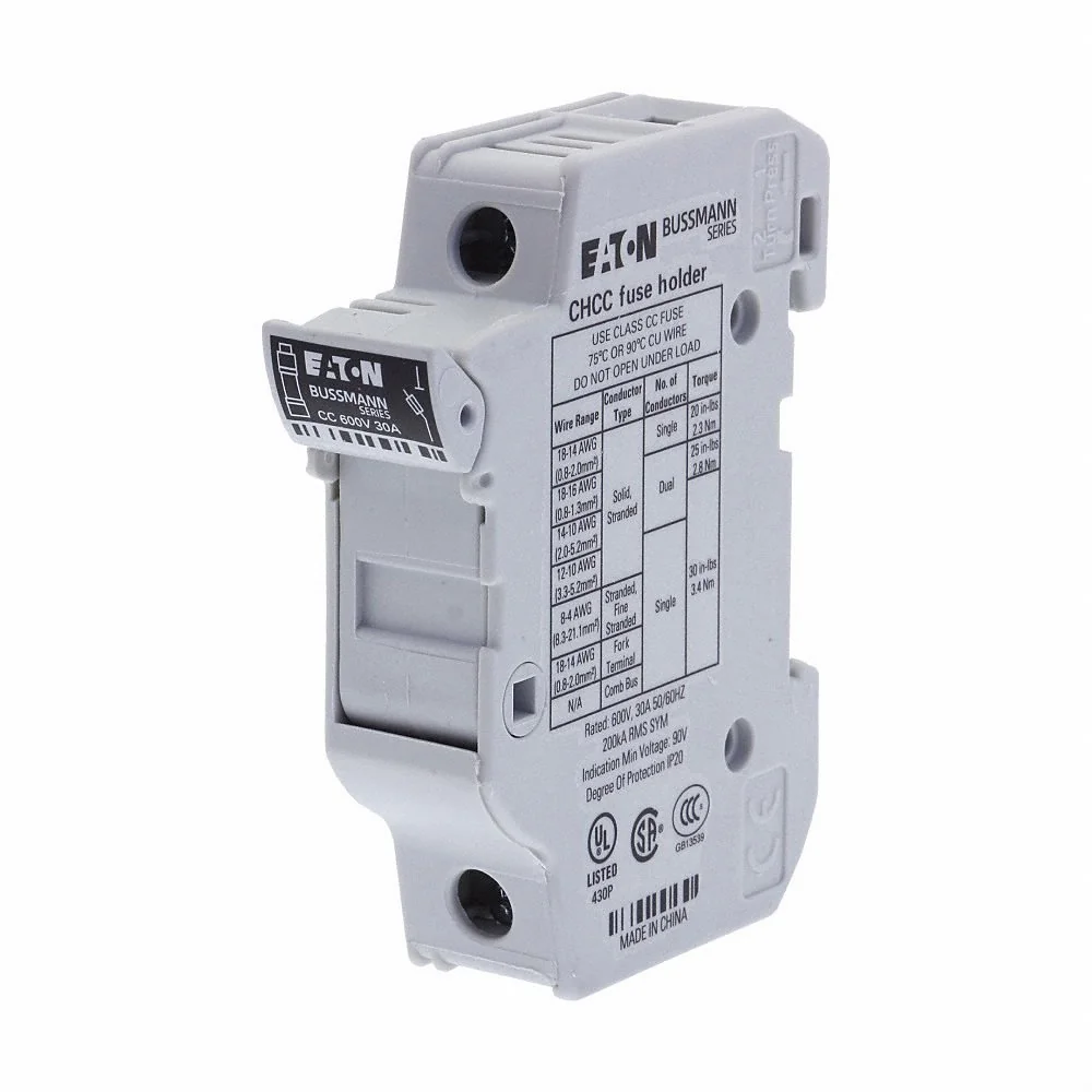 BUSSMANN CHCC1DU Fuse Holder, 30 A, 48 VDC, White | BD6DQA