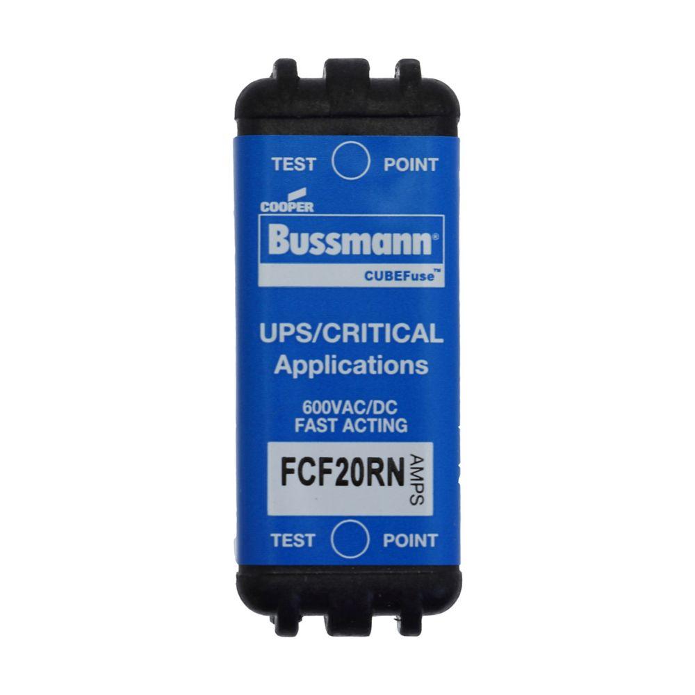 BUSSMANN FCF20RN Class CF Fuse, FastActing, 600VAC/600VDC, 20A, Square Body Blade Fuse | BC8TNY