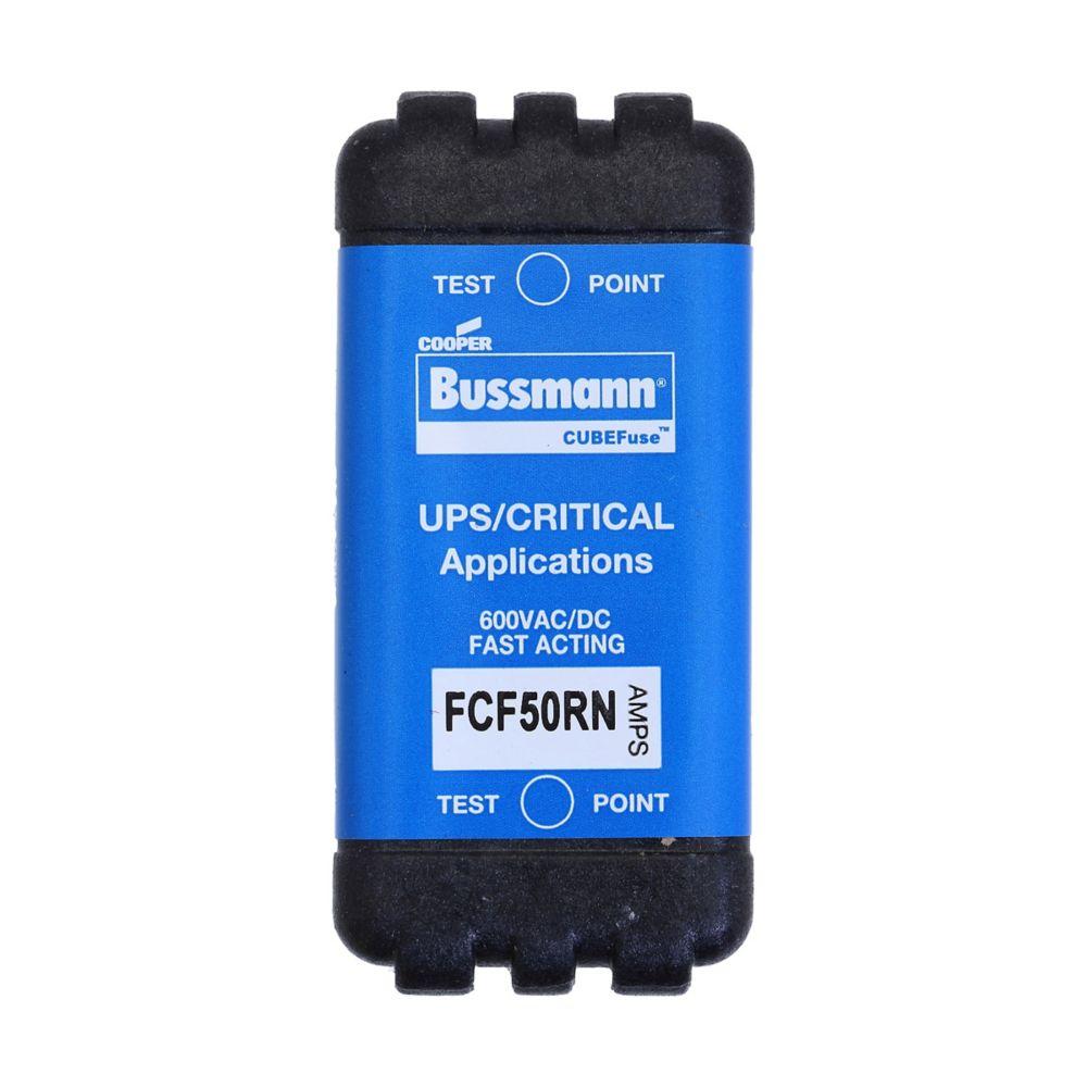 BUSSMANN FCF50RN Class CF Fuse, FastActing, 600VAC/600VDC, 50A, Square Body Blade Fuse | BC8MBQ