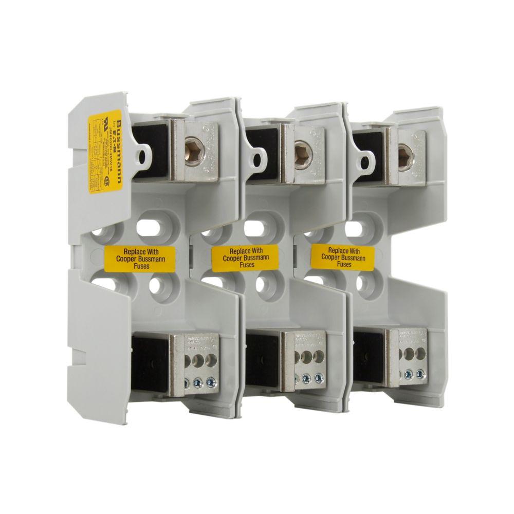 BUSSMANN JM60200-2MW16 Fuse Block, Class J, 2 Pole, 200 A, 600 V, Gray | BD4TZX