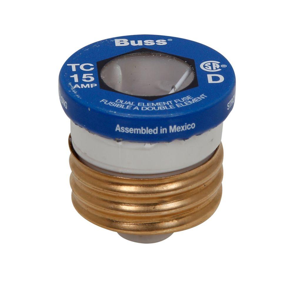 BUSSMANN TC-30PK4 Plug Fuse, Time Delay, 30 A, 125V AC, Pack of 4 | BD3RYR