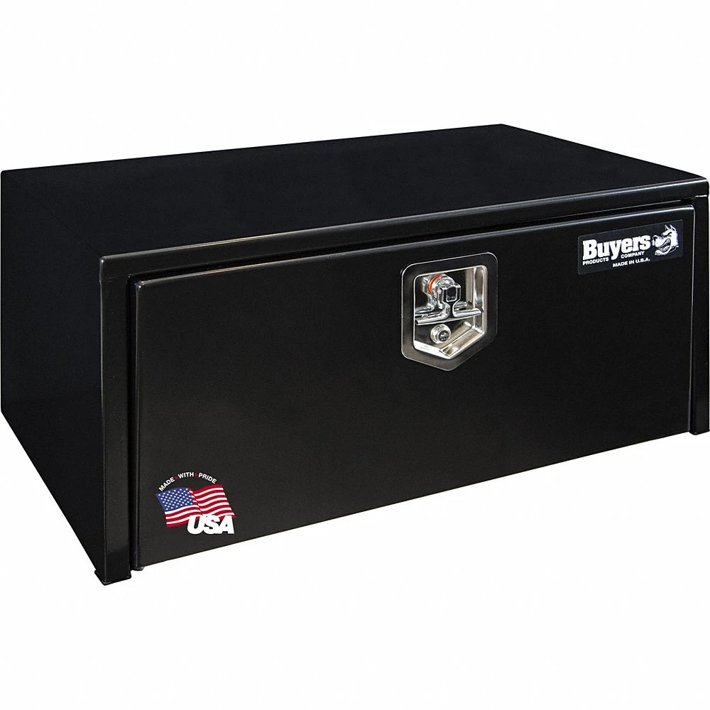 Underbody Truck Box, Single Drop-Down Door, 16 Inch Overall Dp, Black