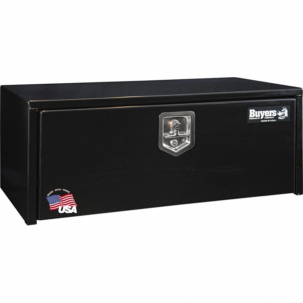 Underbody Truck Box, Single Drop-Down Door, 16 Inch Overall Dp, Black