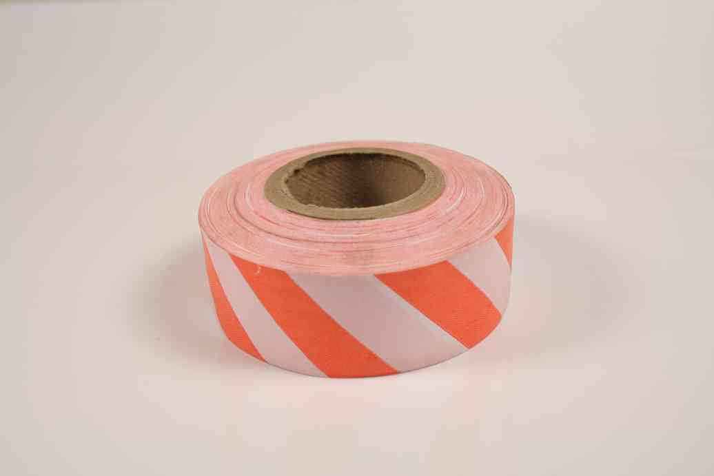 CH HANSON 17063 Standard Flagging Tape, Orange, White Stripes, 1-3/16 Inch x 300 Feet | CD6LGE