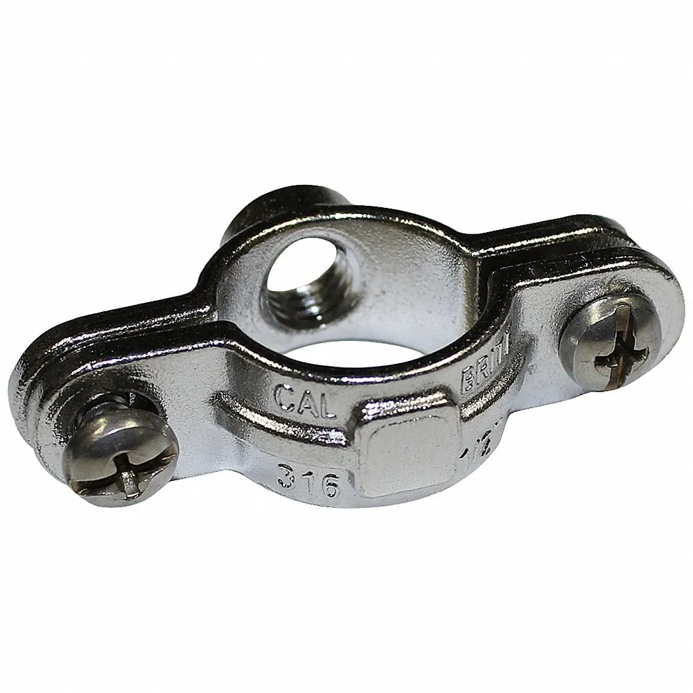 CALBRITE S62000SP00 Split Ring Clamp, 3.92 Inch Length, #10 x 1/2 Inch Bolt Size, 316 Stainless Steel | CL2LWY