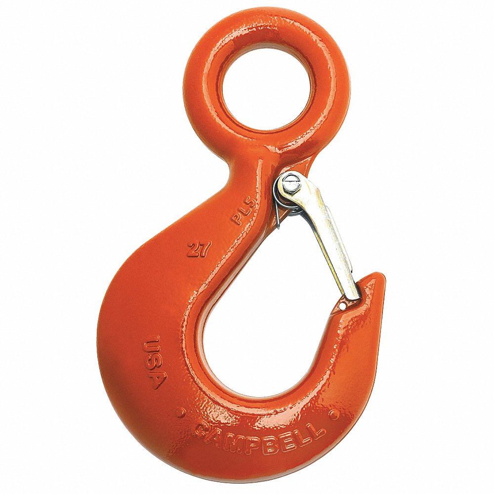 CAMPBELL 3924215PL Eye Hoist Hook With Latch, #22 No., 1 Ton, Forged Alloy | CM7VUV