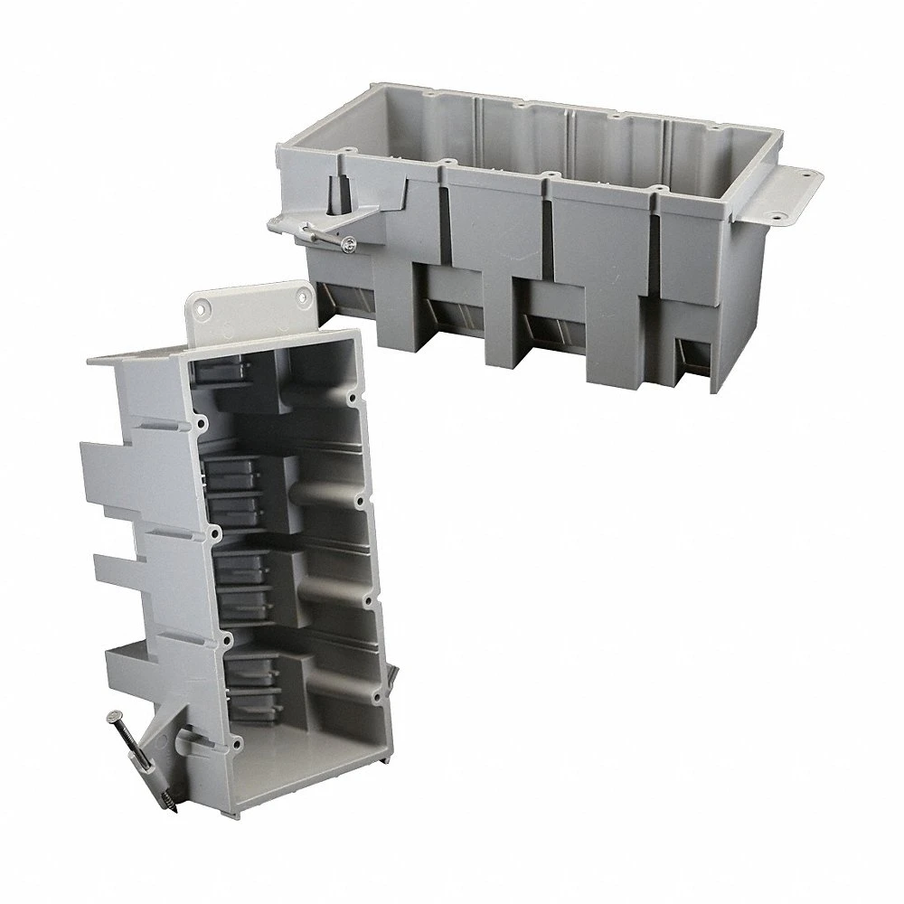 Electrical Box, PVC, Nonmetallic Material & Nominal Size, 4 Gangs, 3 5/8 Inch Box Dp