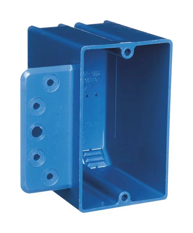 One Gang New Work Outlet Box, Volume 18 Cubic Inch, Length 3-3/4 Inch