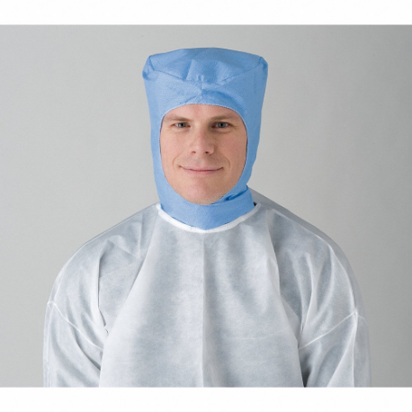 Disposable Hood, Polypropylene, Medium Duty, Eyes/Mouth/Shoulders, Blue
