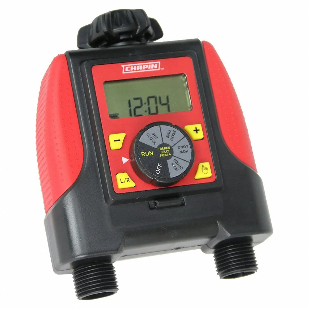 Digital Dual Zone Water Timer, Hose End Timer, 1 to 7 Days, 8 Inch Ht, RoHS Compliant