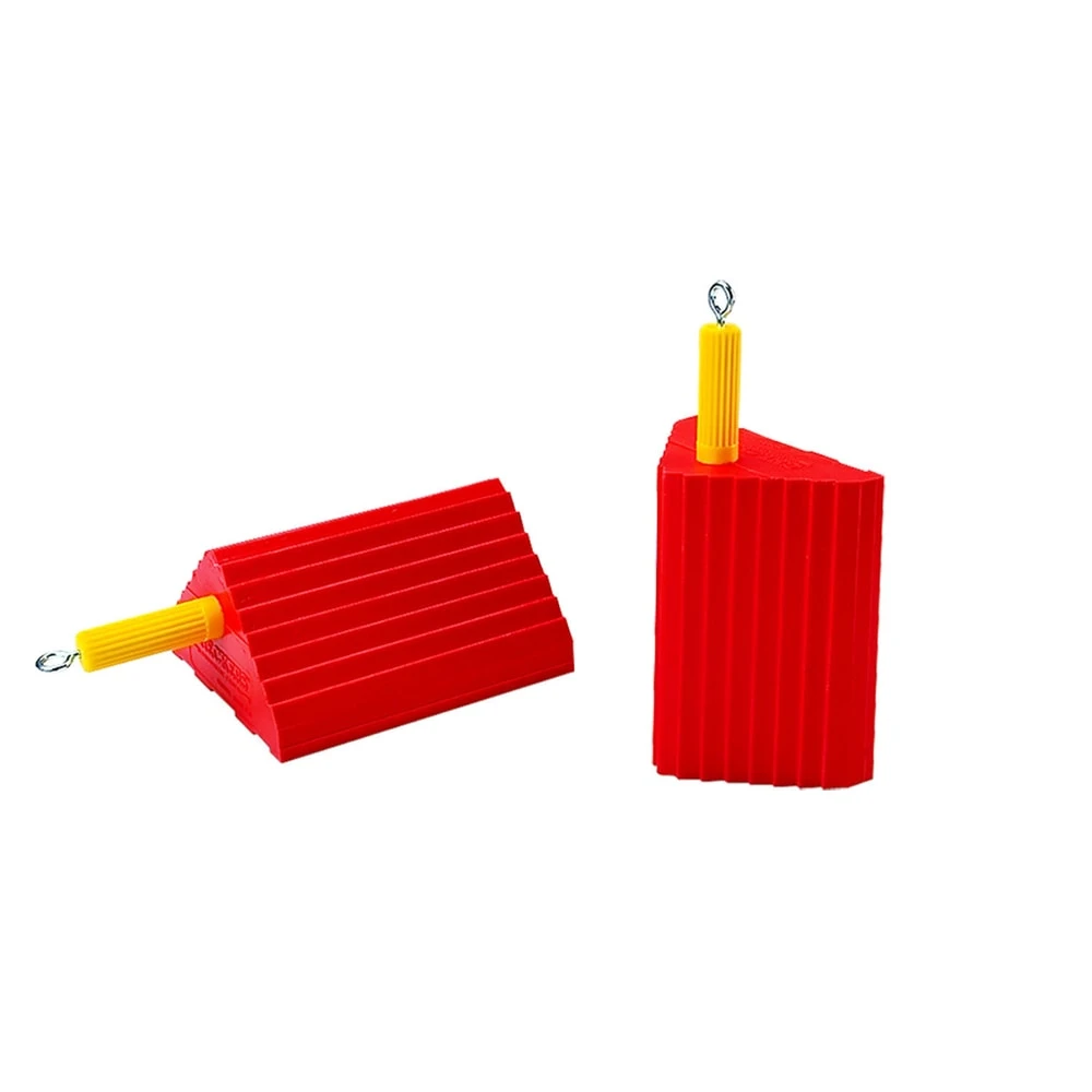 CHECKERS UC1400-4.5-P Wheel Chock, 16 Inch Width, 5 Inch Heightt, 18 Inch Size Dp, Urethane, Grooved, 1 PR | CQ8QJN 437T70