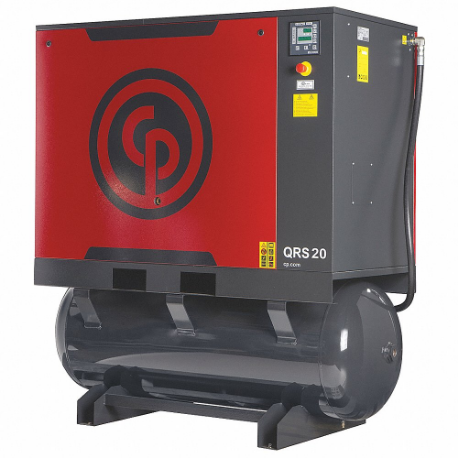 CHICAGO PNEUMATIC QRS 20 HPD Rotary Screw Air Compressor W/Air Dryer, Horizontal, 20 Hp, 69.3 Cfm, 132 Gal Tank | CQ8XBC 40JE39