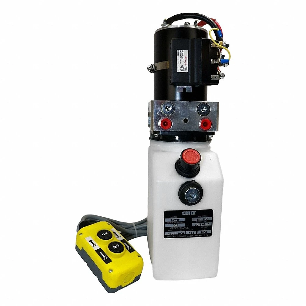 Hydraulic Power Unit, 0.5 gpm, 3000 PSI, 0.66 gal Reservoir Capacity, 12V DC