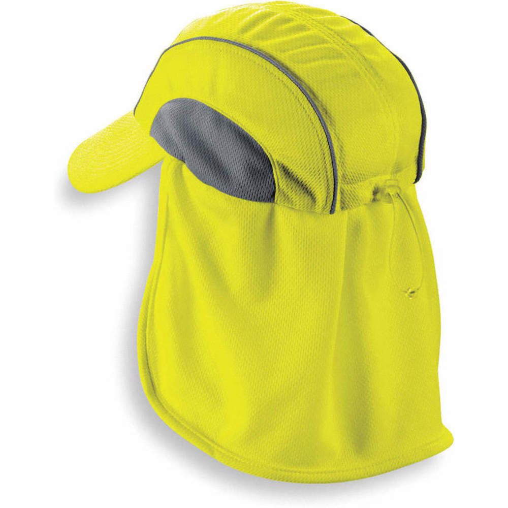 Hat with Neck Shade, Lime Color, Moisture Wicking Fabric