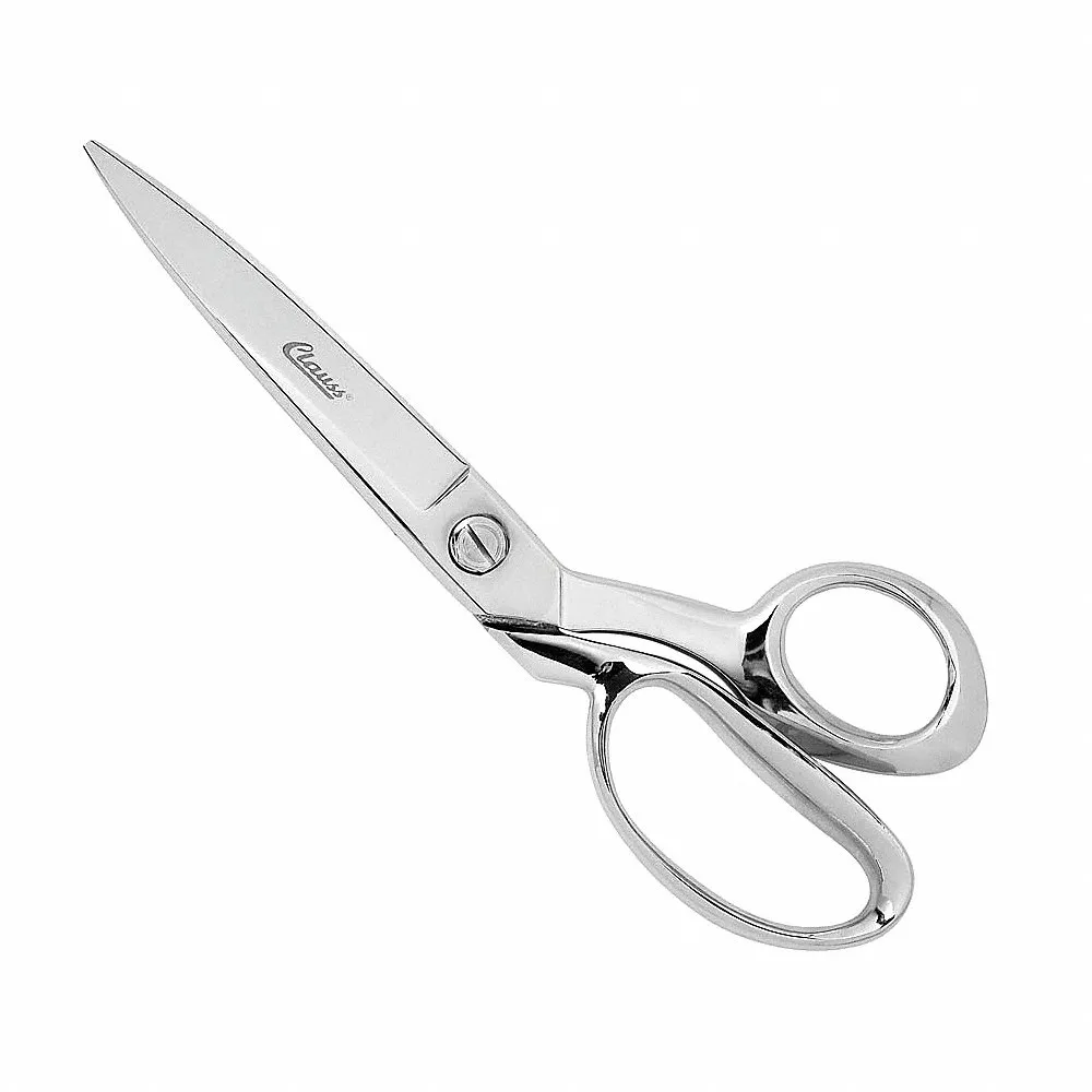 Fabric Shears, Right-Hand, 10 Inch Overall Length, Straight, Steel, Pointed, Silver