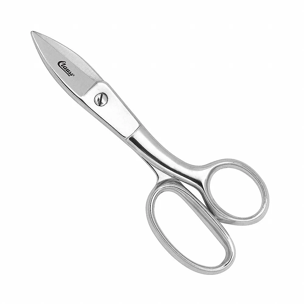 Industrial Shears, Right-Hand, 7 3/4 Inch Overall Length, Serrated, Steel, Pointed, Silver