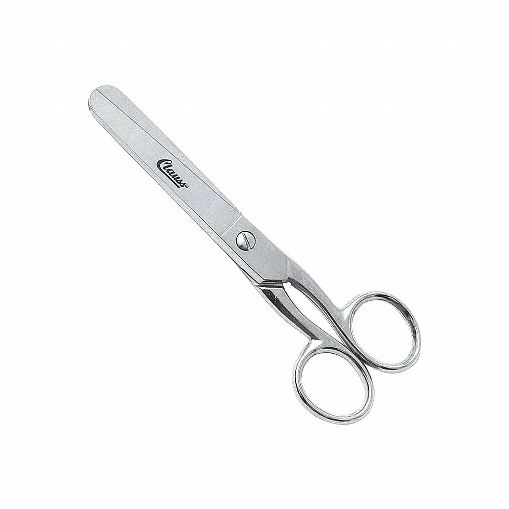 Scissors, Ambidextrous, 6 Inch Overall Length, Straight, Steel, Rounded, Silver