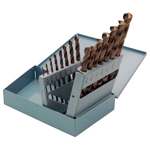 CLE-FORCE C69378 Jobber Length Drill Set, 135 Deg. Split Point, ‎1/16-1/2 Inch Size, HSS-CO, 15Pcs/Set | CL2KBL