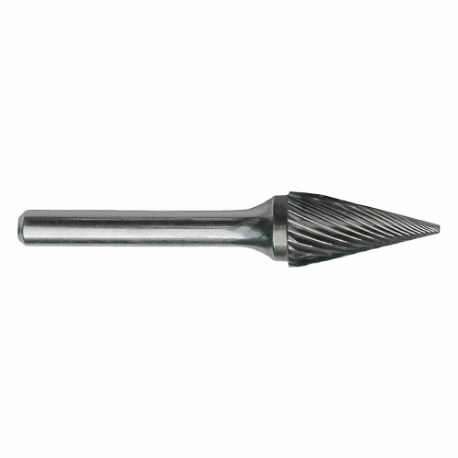CLE-LINE C17696 Cone Bur, Single Cut, 1/4 Inch Shank, 1/4 Inch Head, Lg Of Cut 1 Inch | CQ8YHH 50AW52