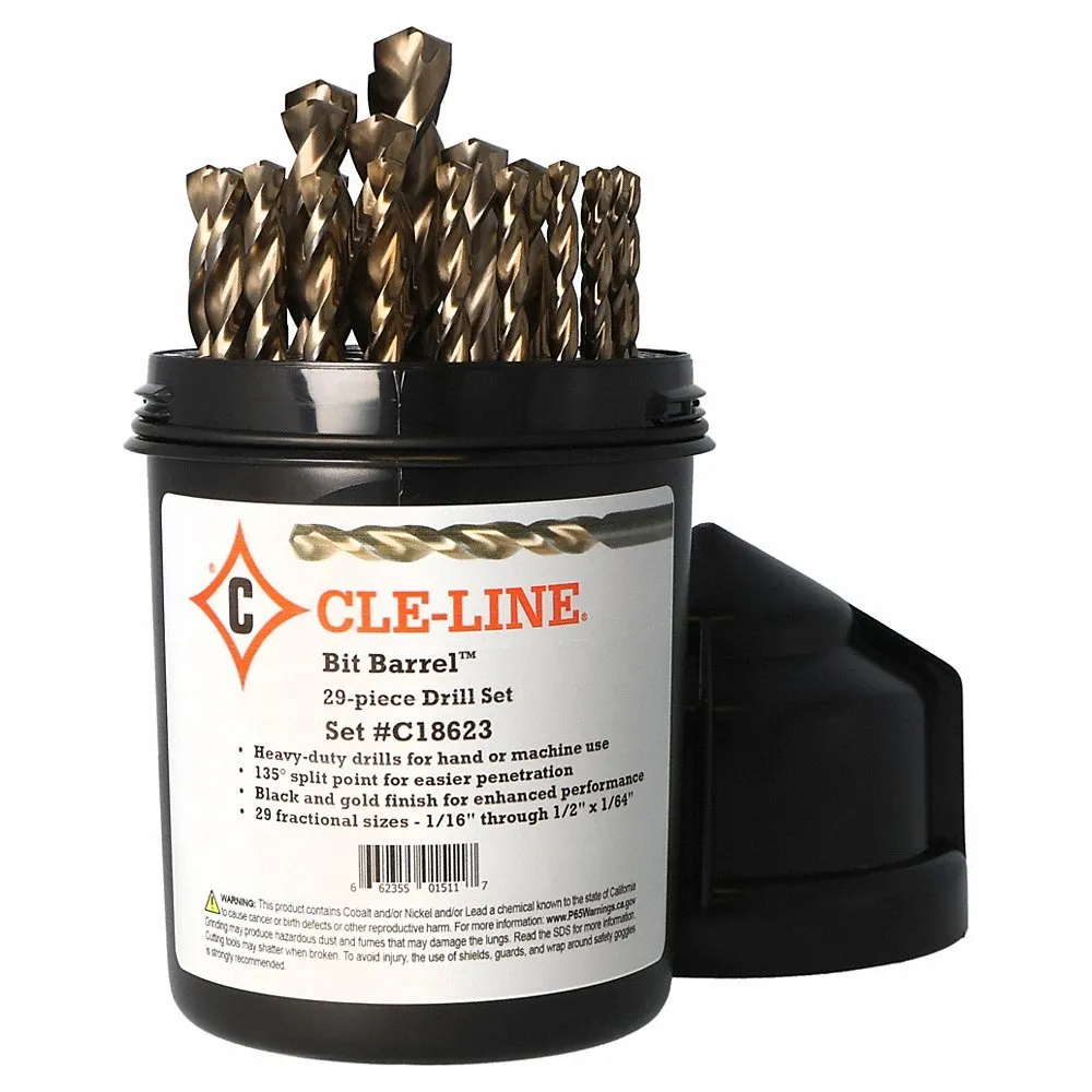 Jobber Drill Bit Set, 1/16 Inch Smallest Drill Bit Size, 1/2 Inch Largest Drill Bit Size