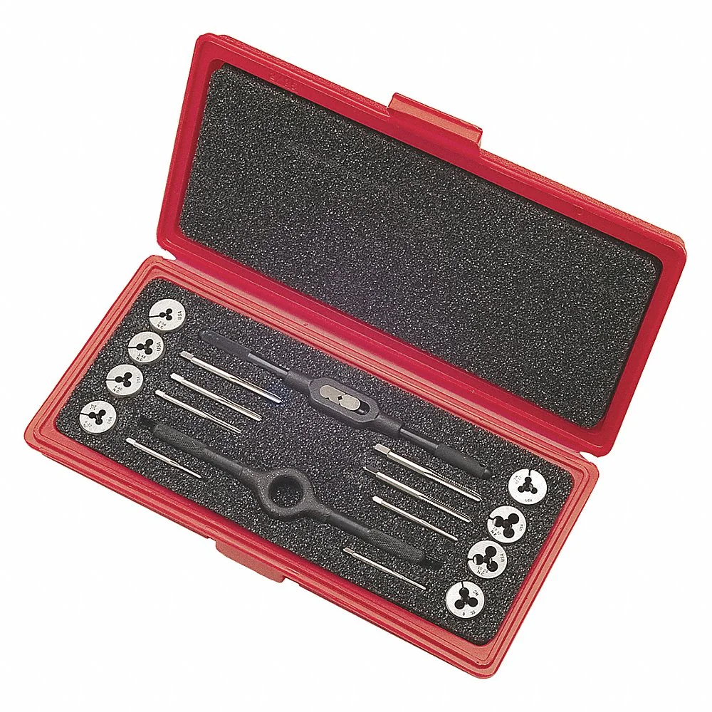 CLE-LINE C67271 Tap and Die Set, 10 Pieces, #2-56 Min. Tap Thread Size, #12-24 Max. Tap Thread Size | CQ9CZN 50CA41