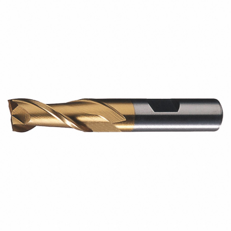 CLEVELAND C40809 Square End Mill, 2 Flutes, Tin Finish, 1/8 Inch Milling Dia, 3/8 Inch Cut | CQ9XKU 438L81