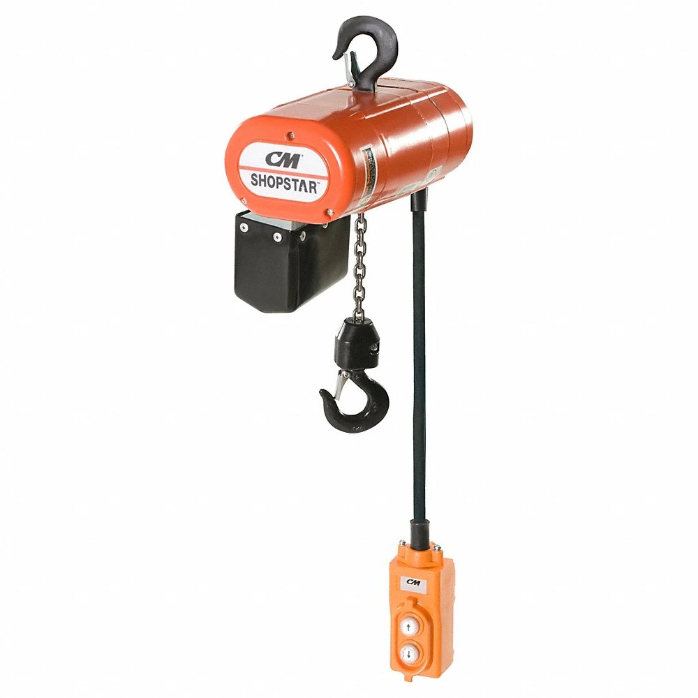Electric Chain Hoist, H4-Heavy Duty, Push Trolley, 500 lb Lifting Capacity, 15 ft Lift Lg