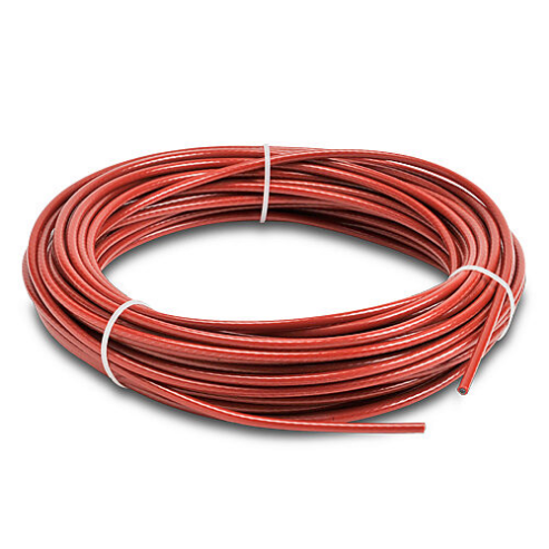Pull Cable, 82 ft./25m Cable Length, 5mm Dia., Steel, Plastic Jacket, Red