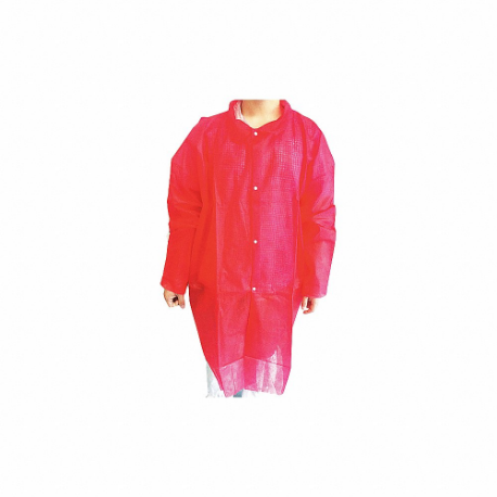 CONDOR 32KF82 Disposable Lab Coat, Mandarin Collar, Open Cuff, Polypropylene, Red, 3Xl, Condor, 30 PK | CR2DCC