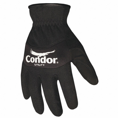 CONDOR 42LA09 Mechanics Gloves, Synthetic Leather, Black, Leather Palm, Black, 1 Pair | CR2DJH