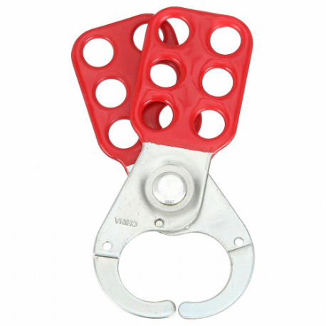 Lockout Hasp, Std Hasp, 1 Inch Size Opening Size, Red, 6 Padlocks