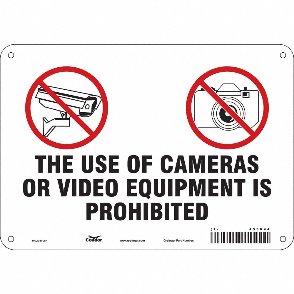 CONDOR 453N50 Security Sign, No Header, 14 Inch Width, 10 Inch Height, English, Vinyl | CE9JXW