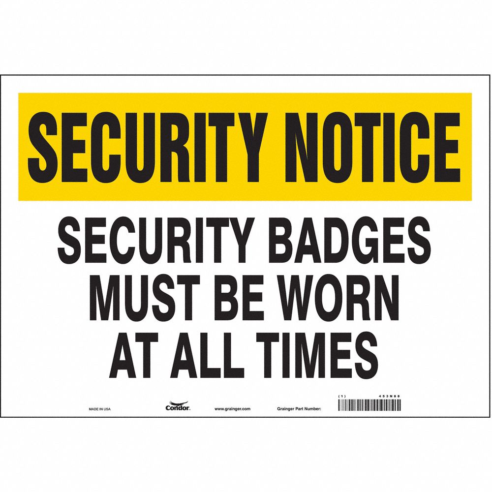 CONDOR 453N78 Security Sign, Security Notice, 14 Inch Width, 10 Inch Height, English | CE9JRK