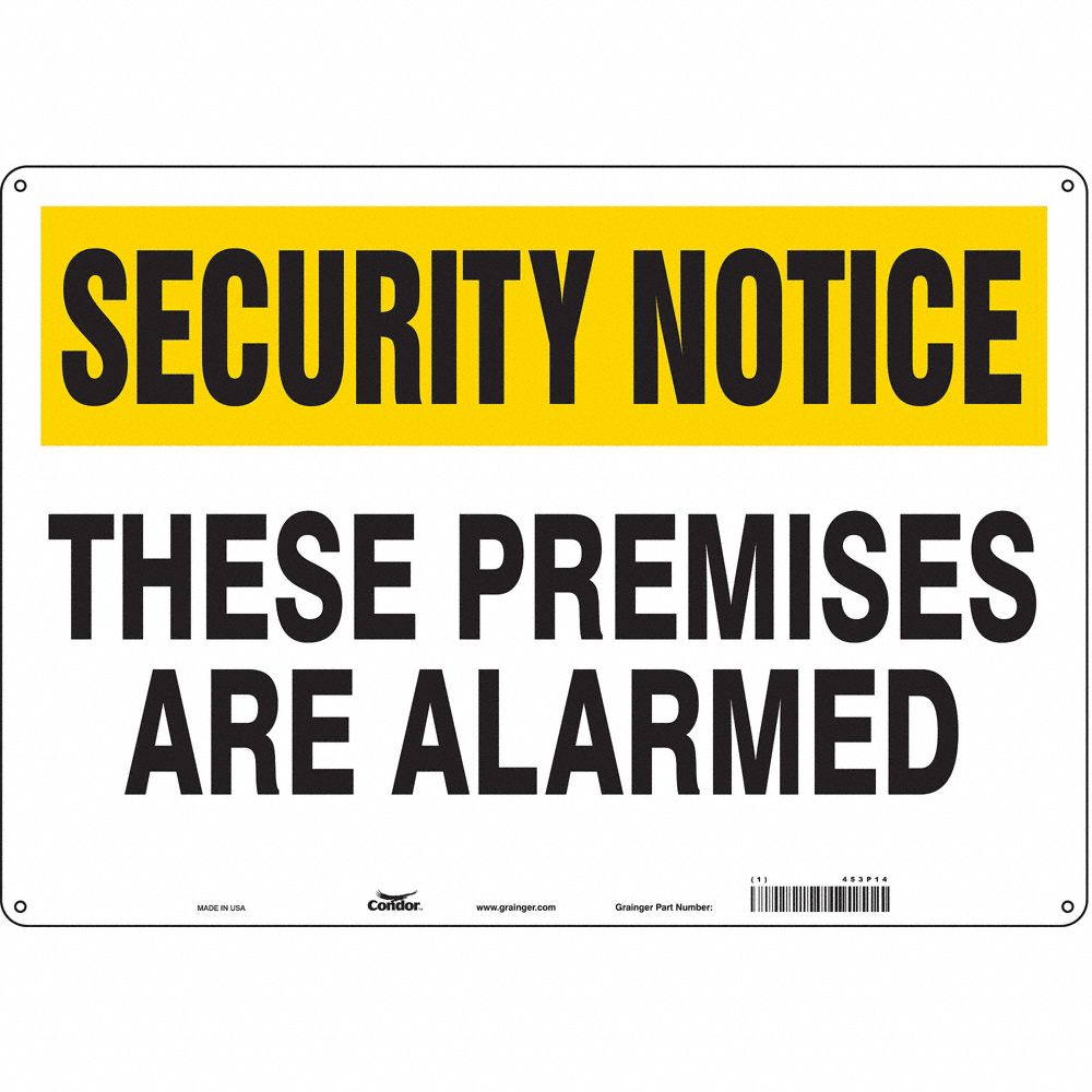 CONDOR 453P14 Security Sign, Security Notice, 20 Inch Width, 14 Inch Height, English | CE9JRB